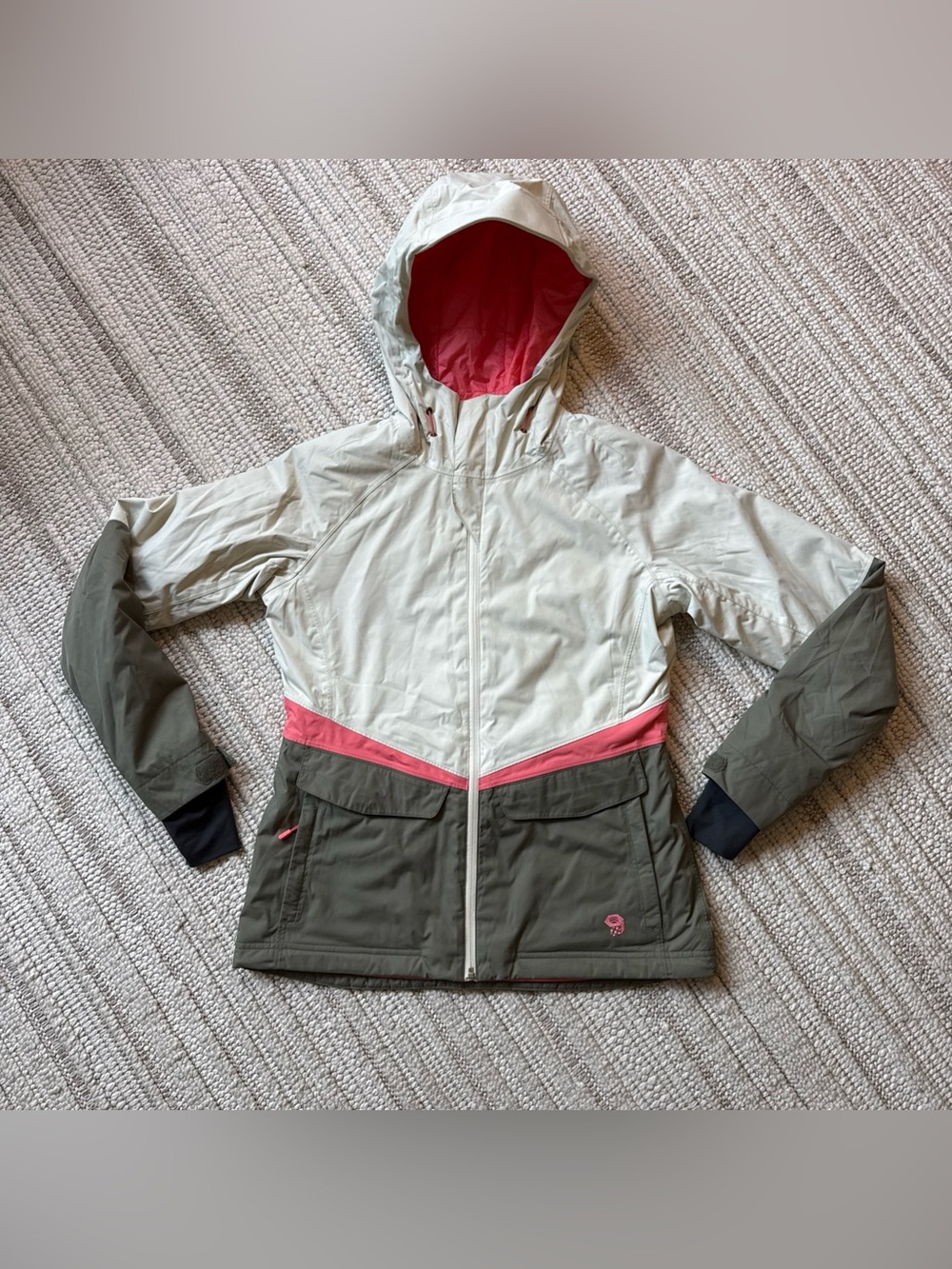 Mountain Hardwear Returnia Ski Jacket Womens M Pink /cream/ Green DryQ ThermalQ